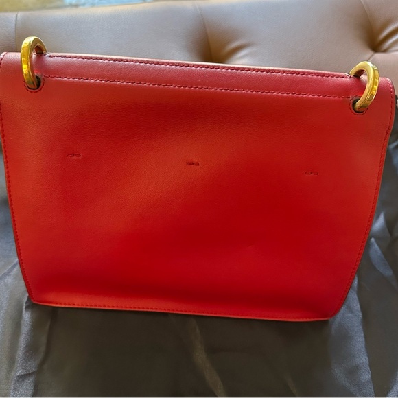 Fendi Kan U Medium Shoulder Bag Red Calfskin Leather  Gold Chain & Leather Strap - Picture 3 of 11